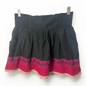 Vintage Y2K 90’s Mini Skirt Medium Black Embroidered Coconut Girl Tropical Beach